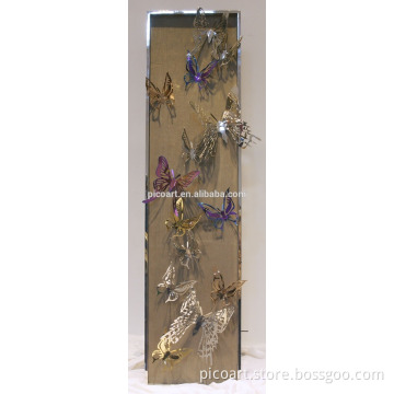 Modern abstract butterflies metal wall art handmade stainless steel plated hotel decoratives